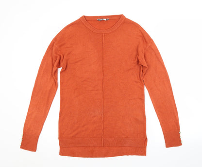 Pep&Co Womens Orange Crew Neck  Acrylic Pullover Jumper Size 10