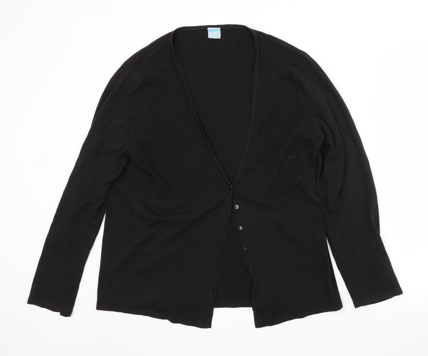 Preworn Womens Black V-Neck   Cardigan Jumper Size M
