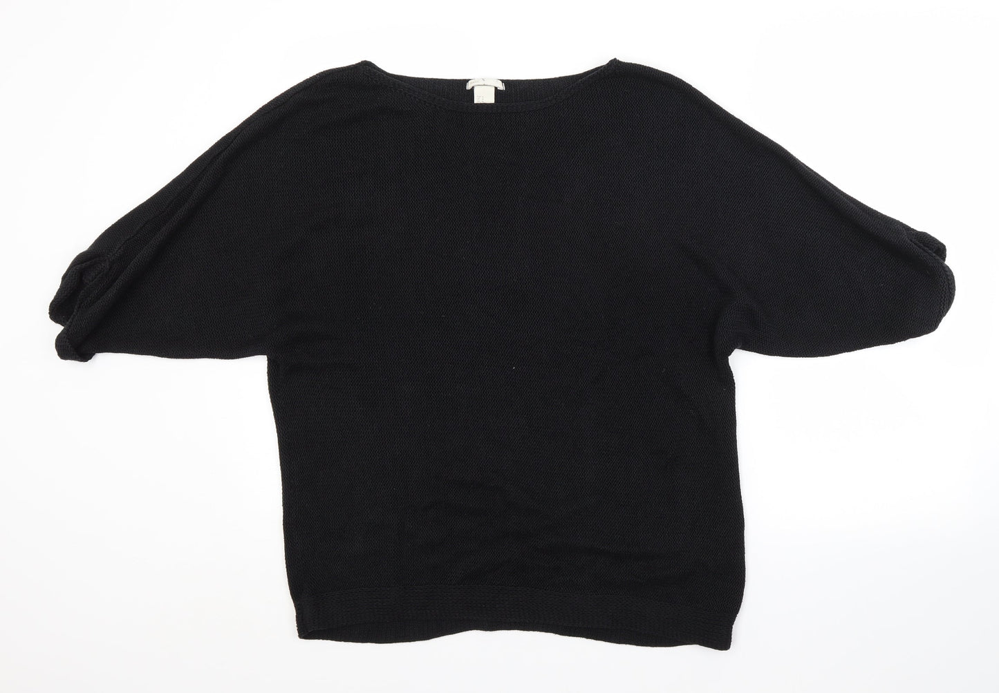 H&M Womens Black Crew Neck  Acrylic Pullover Jumper Size M