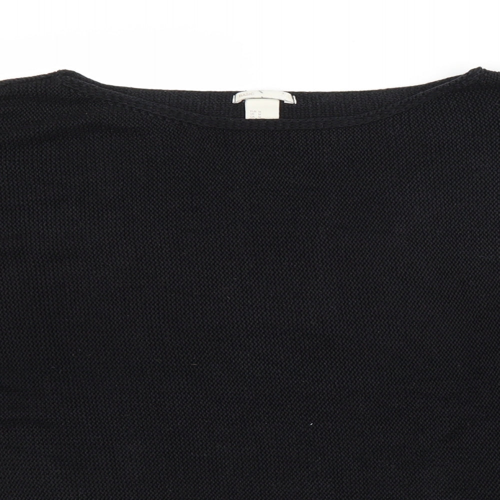 H&M Womens Black Crew Neck  Acrylic Pullover Jumper Size M