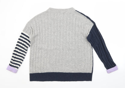 Preloved M&S Womens Multicoloured Crew Neck Striped Acrylic Pullover Jumper Size M - Back