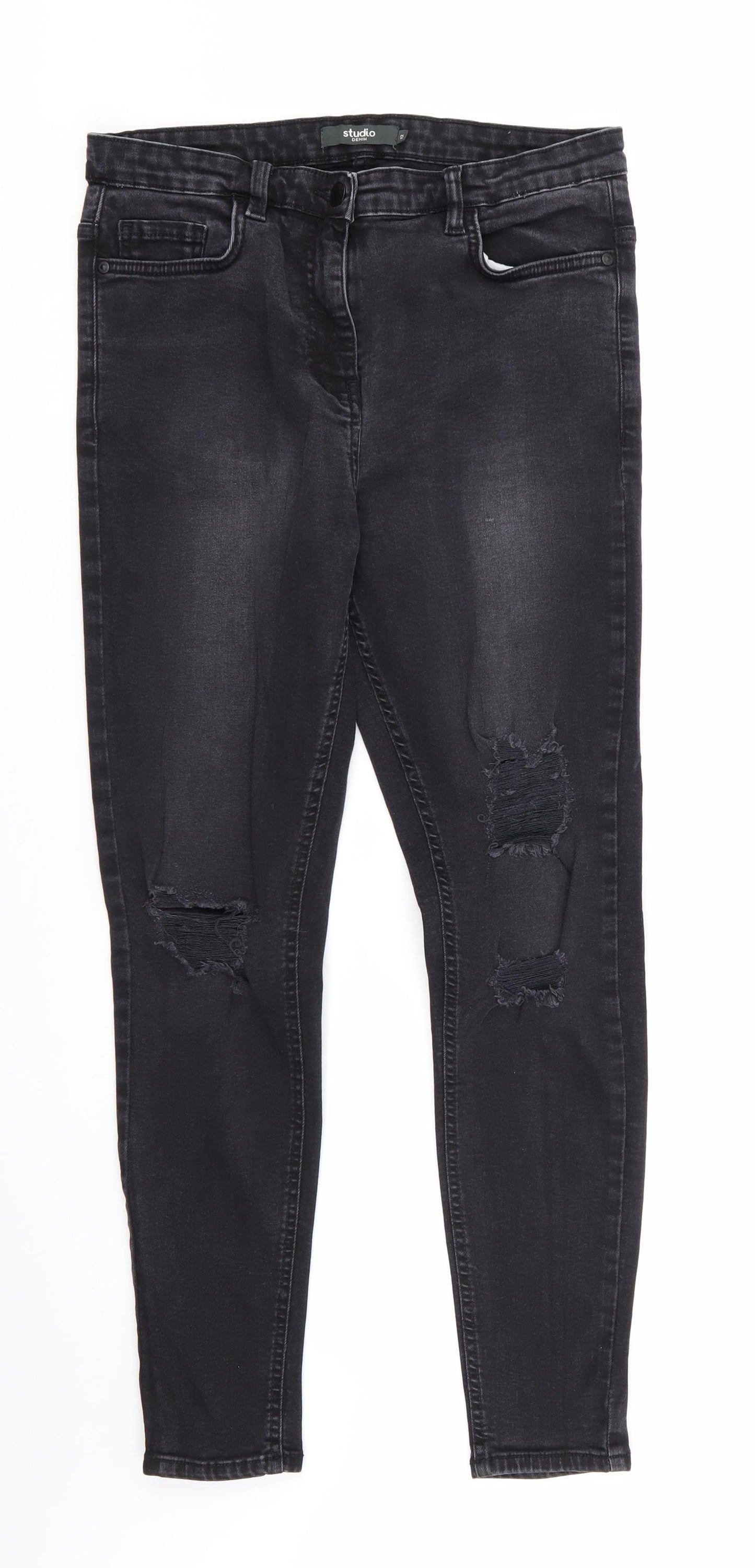 Studio Denim Womens Black  Cotton Skinny Jeans Size 12 L27 in Regular