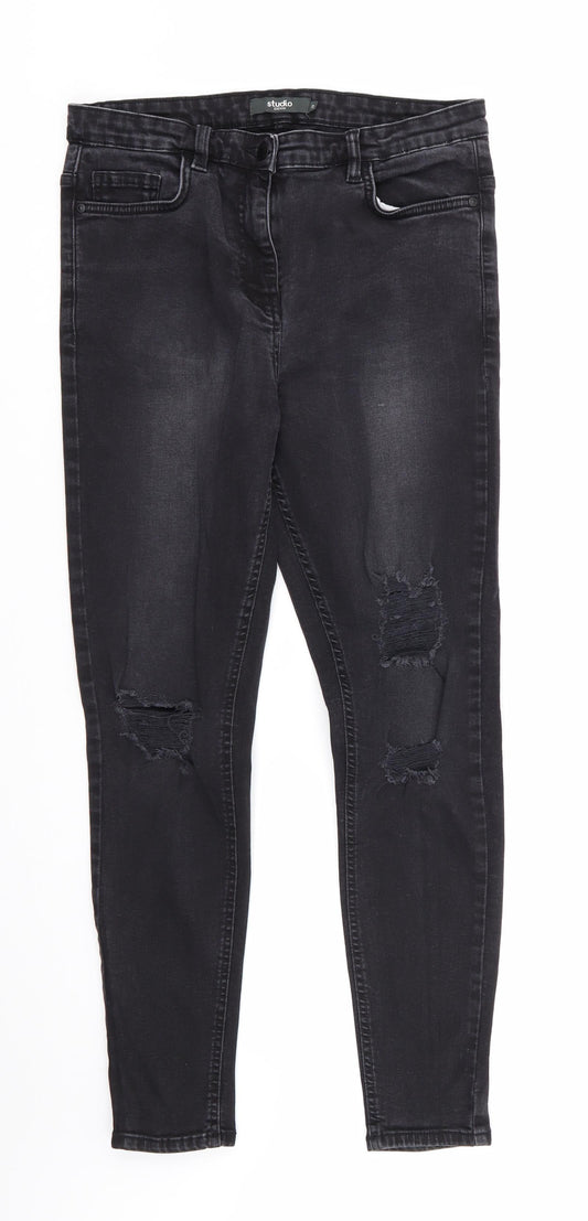 Studio Denim Womens Black  Cotton Skinny Jeans Size 12 L27 in Regular