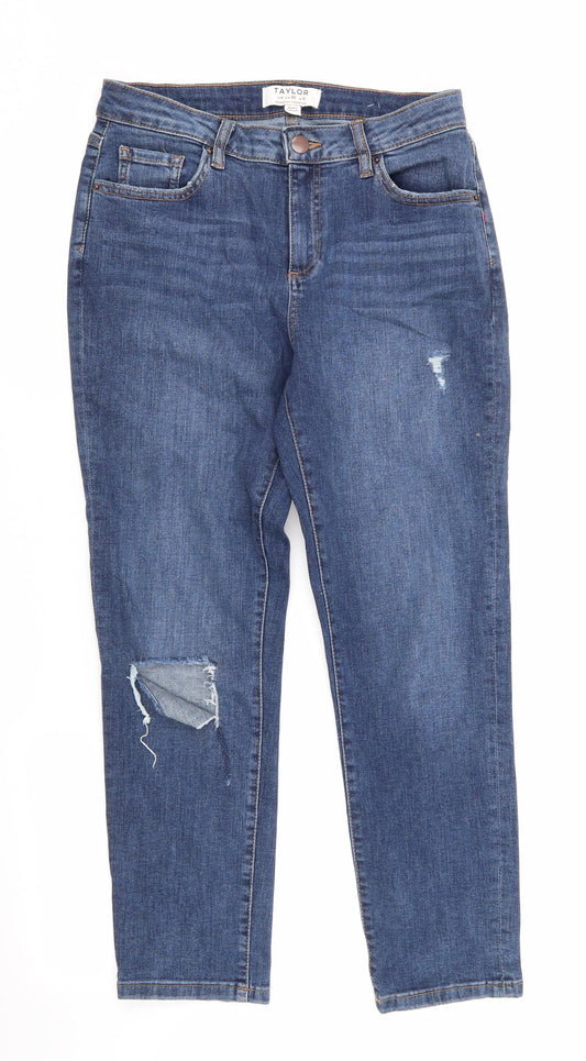 Taylor by Dorothy Perkins Womens Blue  Cotton Straight Jeans Size 8 L26 in Regular