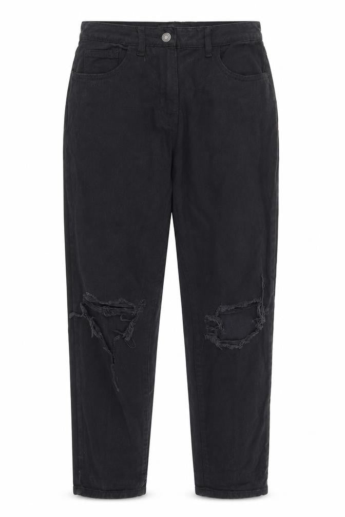 Parisian Womens Black  Cotton Chino Trousers Size 10 L27 in Regular  - Distressed look