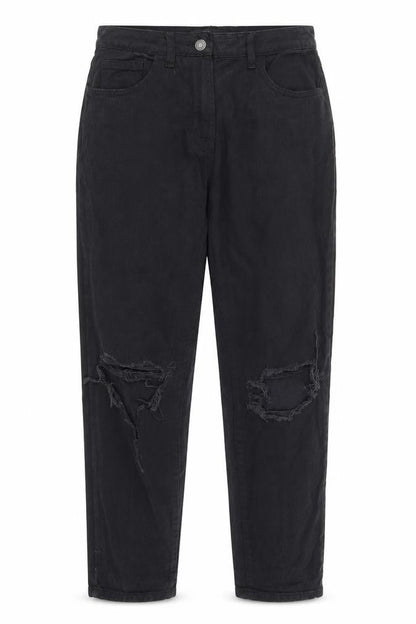 Parisian Womens Black  Cotton Chino Trousers Size 10 L27 in Regular  - Distressed look