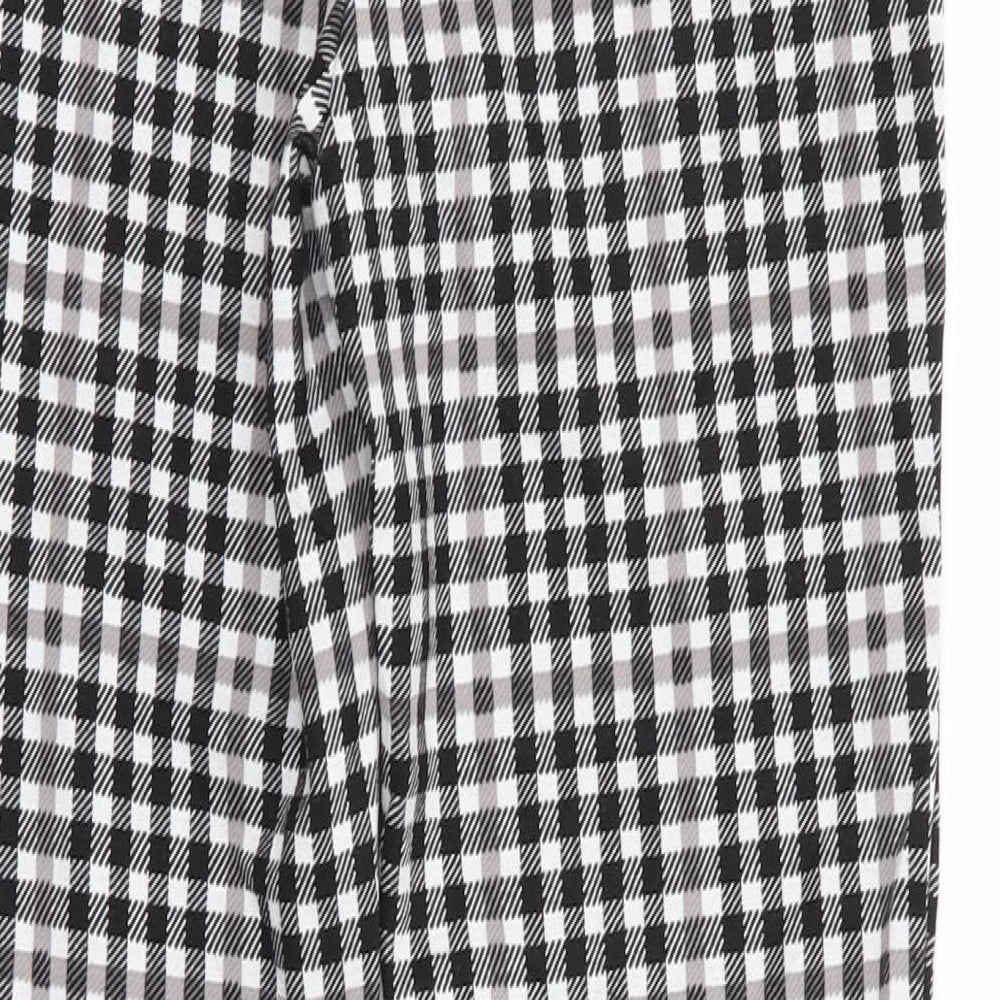 Marks and Spencer Womens Black Check Viscose Jegging Trousers Size 8 L27 in Regular  - Black Taupe White Check