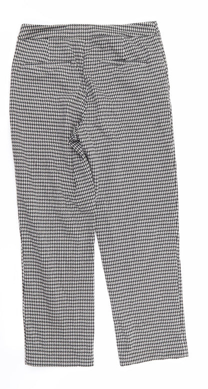 Tu Womens Black Houndstooth Polyester Trousers  Size 8 L26 in Regular