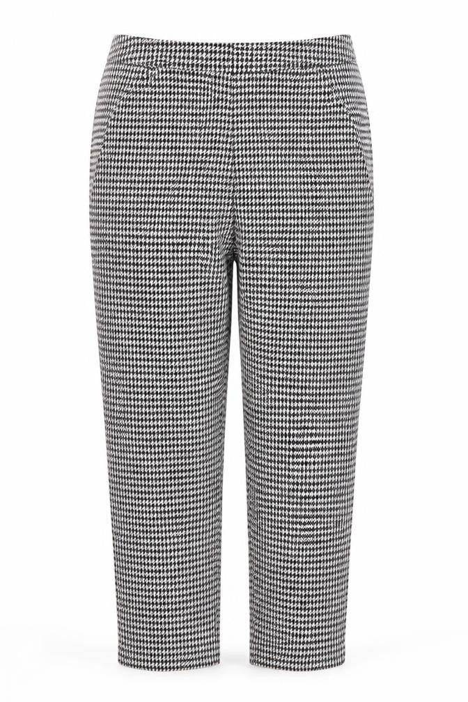 TU Womens Black Houndstooth Polyester Trousers  Size 8 L26 in Regular
