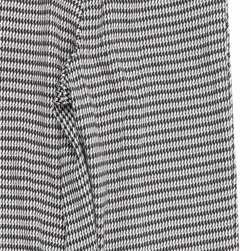 TU Womens Black Houndstooth Polyester Trousers  Size 8 L26 in Regular