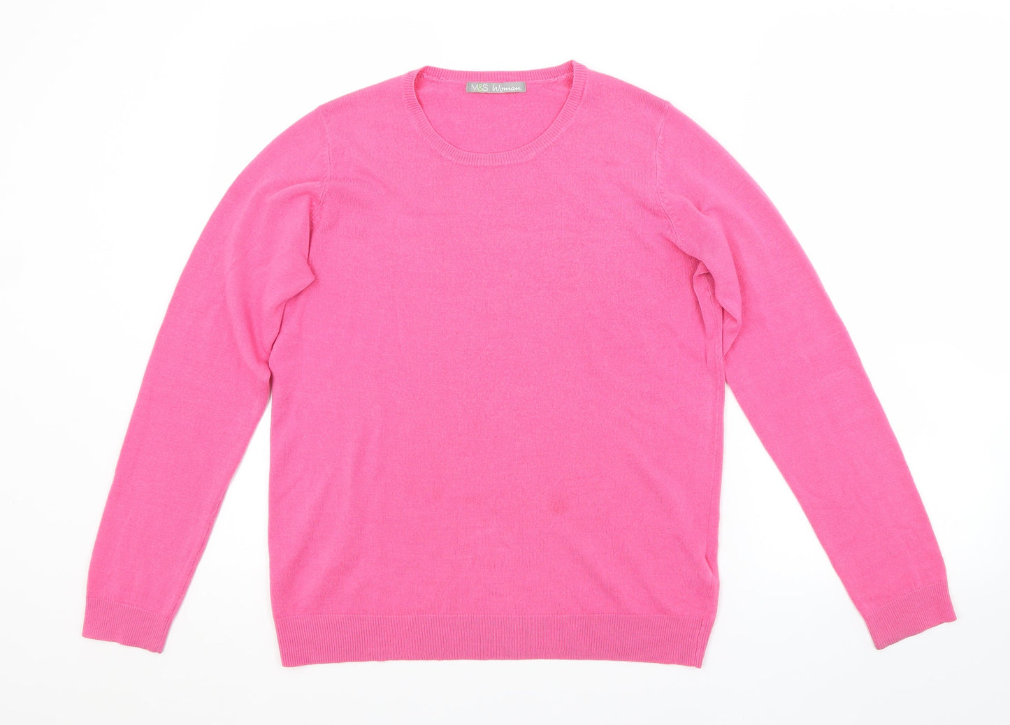 M&S Womens Pink Scoop Neck  Acrylic Pullover Jumper Size 10