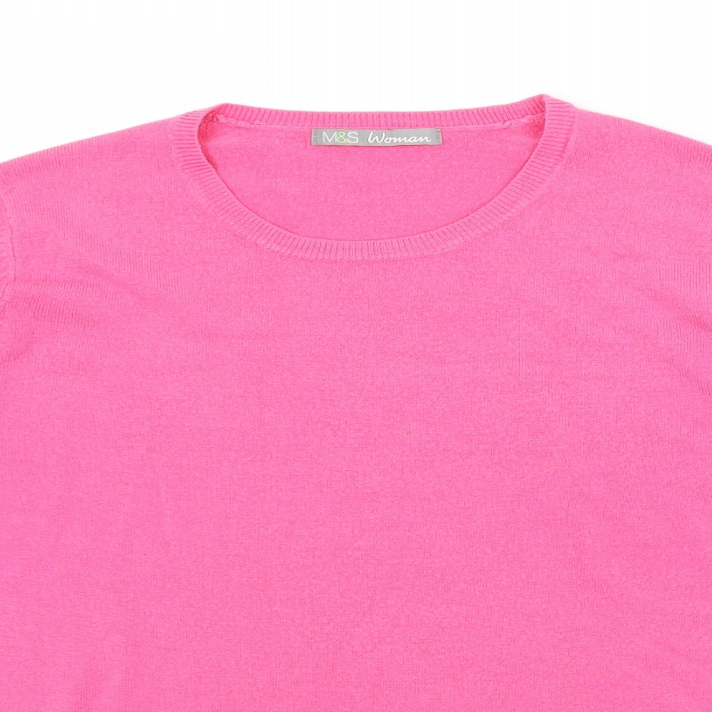 M&S Womens Pink Scoop Neck  Acrylic Pullover Jumper Size 10
