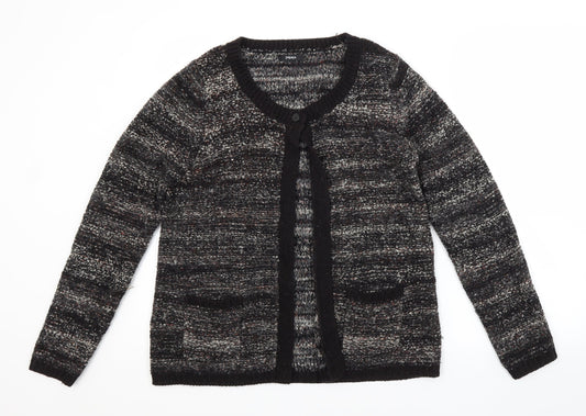 Papaya Womens Grey Scoop Neck  Acrylic Cardigan Jumper Size 14