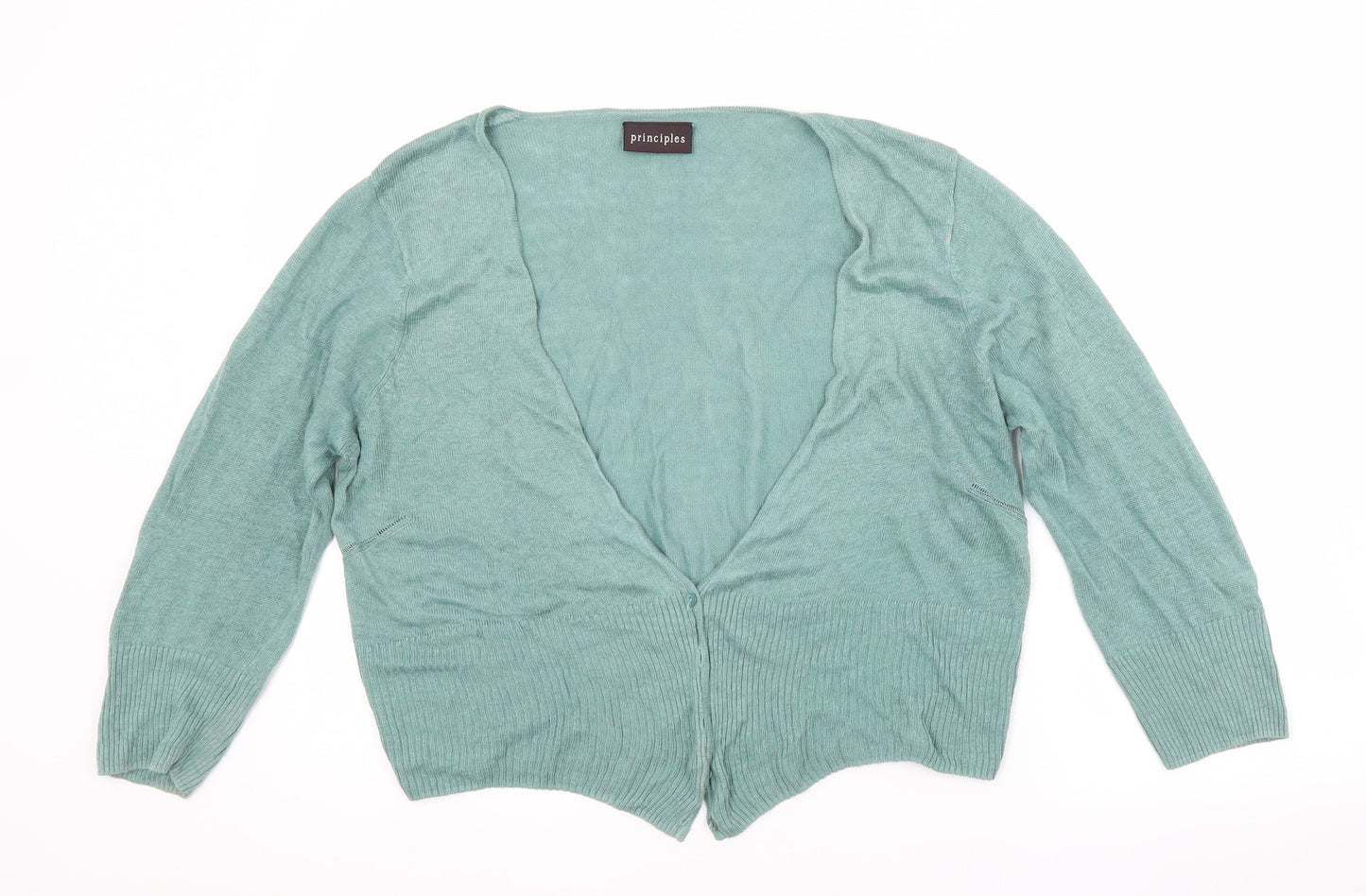 Principles Womens Multicoloured V-Neck  Linen Cardigan Jumper Size 18