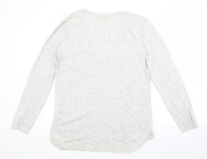 Preloved H&M Womens Grey Scoop Neck  Polyamide Pullover Jumper Size S - Back