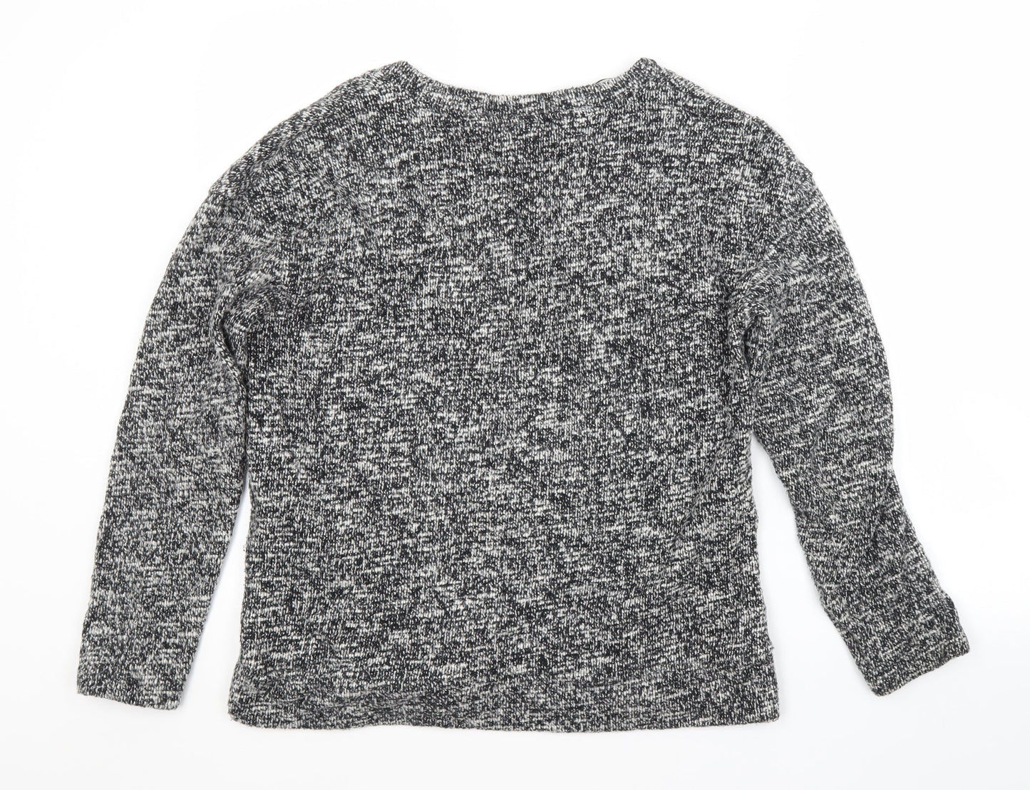 Zara Womens Grey V-Neck  Cotton Pullover Jumper Size M