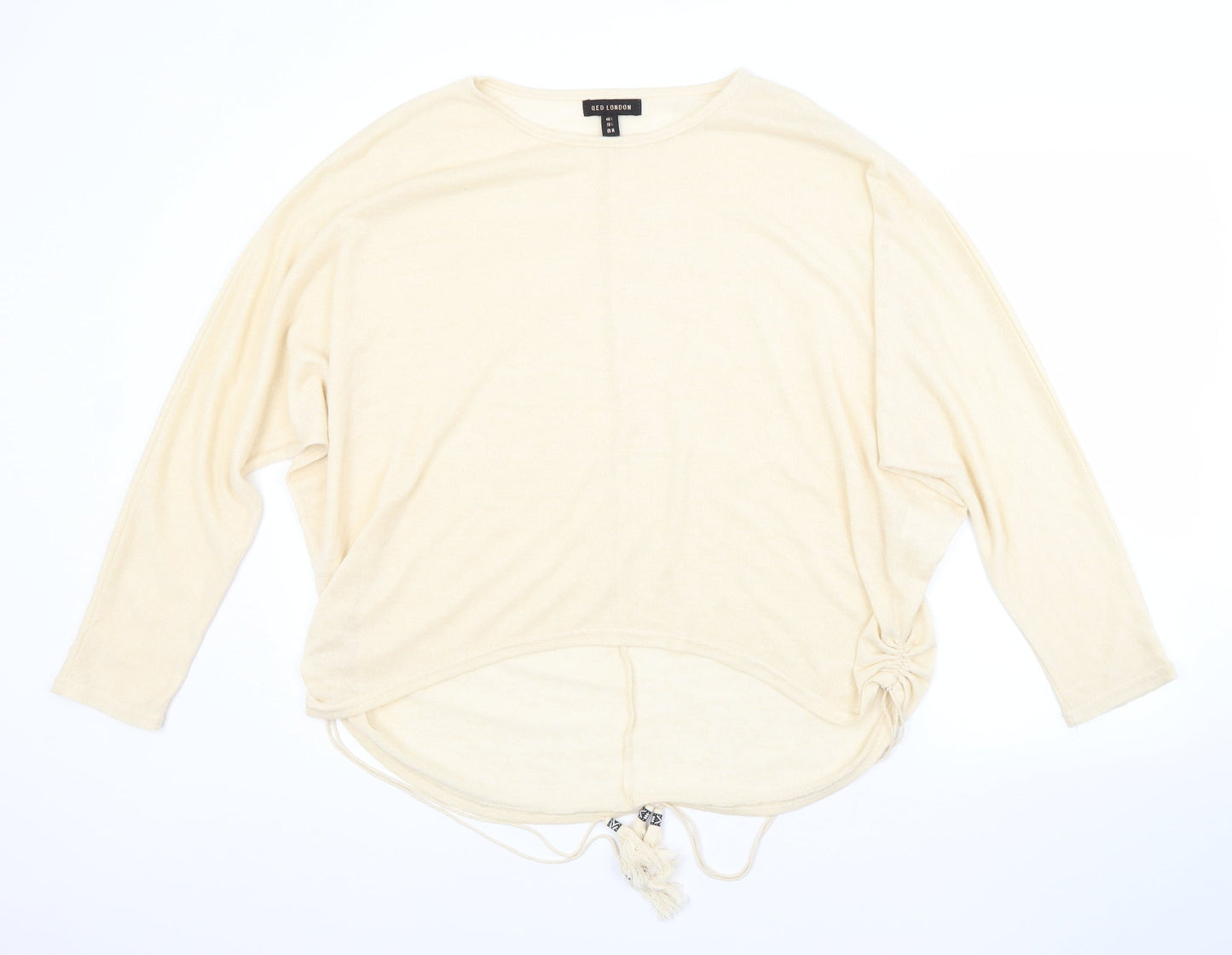 QED London Womens Beige Crew Neck  Viscose Pullover Jumper Size L