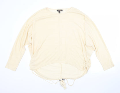 QED London Womens Beige Crew Neck  Viscose Pullover Jumper Size L