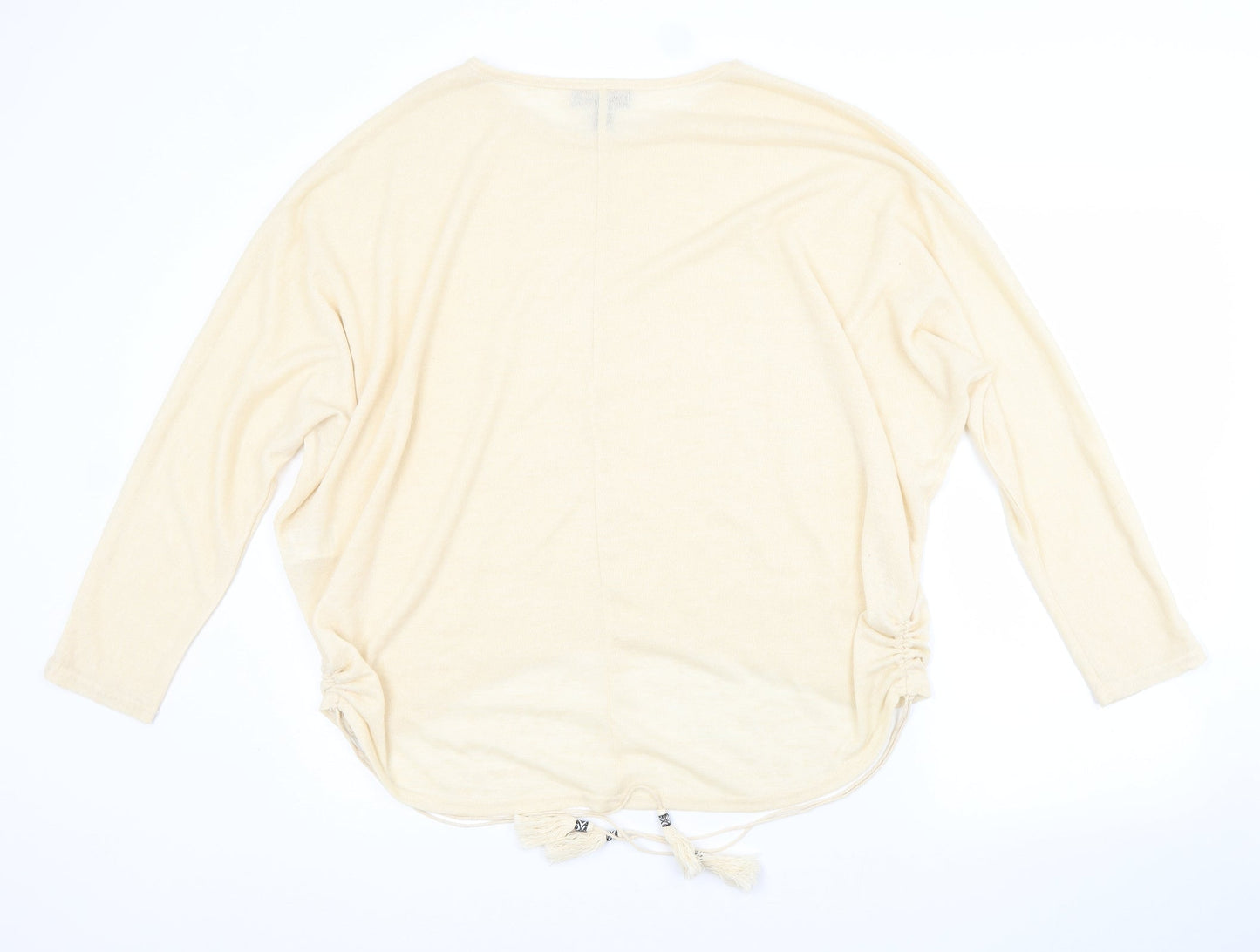 QED London Womens Beige Crew Neck  Viscose Pullover Jumper Size L