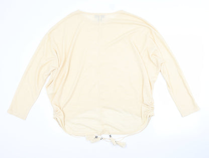 QED London Womens Beige Crew Neck  Viscose Pullover Jumper Size L
