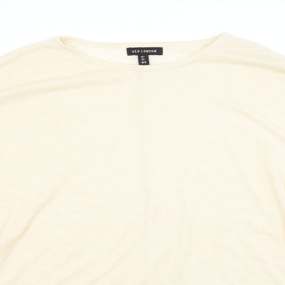 QED London Womens Beige Crew Neck  Viscose Pullover Jumper Size L