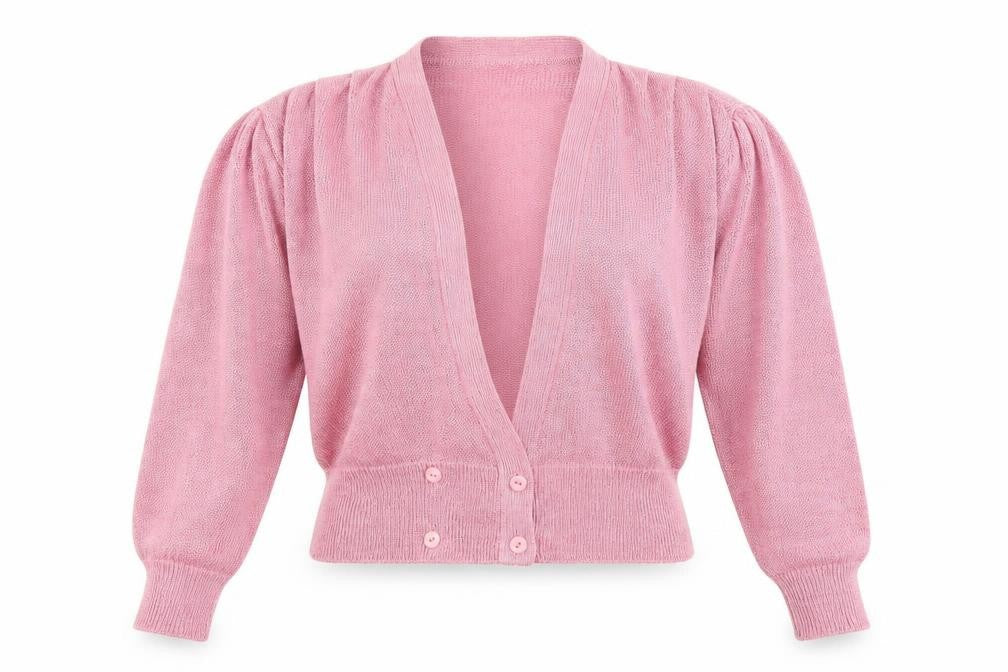 KEENO Womens Pink V-Neck  Acrylic Cardigan Jumper Size L