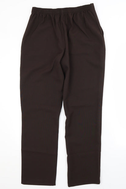 Preworn Womens Brown  Polyester Trousers  Size 12 L28 in Regular