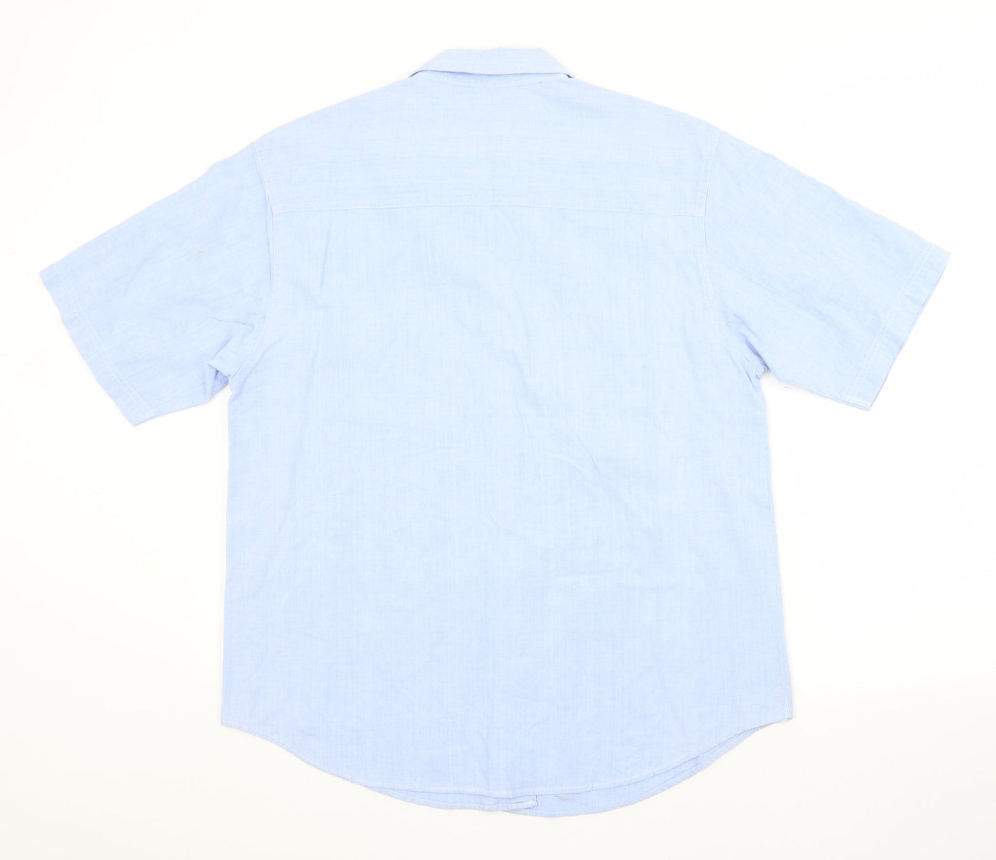 Preworn Womens Blue  Cotton Basic Button-Up Size L Collared