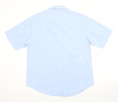 Preworn Womens Blue  Cotton Basic Button-Up Size L Collared