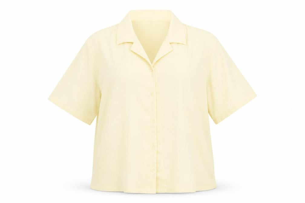 Damart Womens Yellow  Polyester Basic Button-Up Size 18 Collared