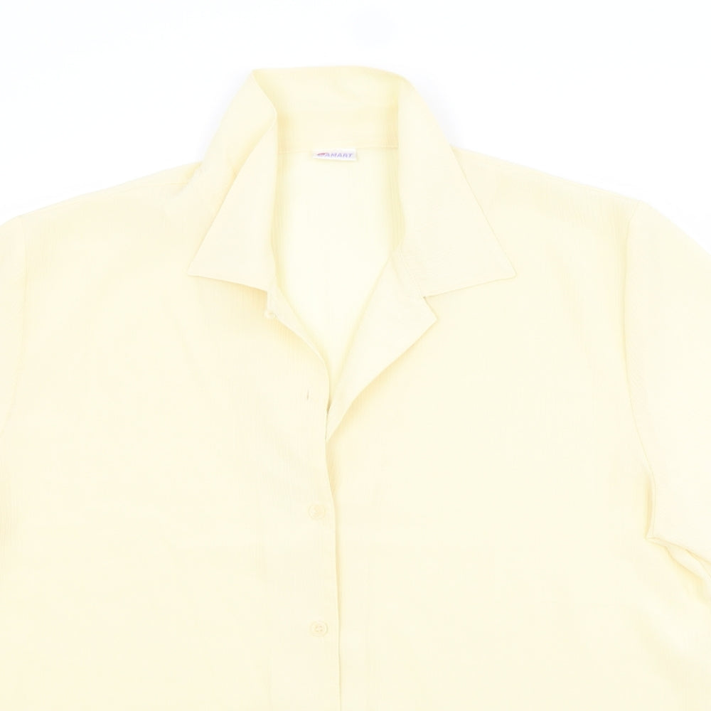 Damart Womens Yellow  Polyester Basic Button-Up Size 18 Collared