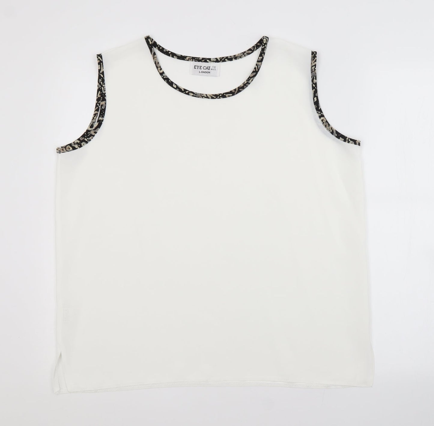 EYE CATCH Womens White  Polyester Basic Blouse Size 16 Scoop Neck