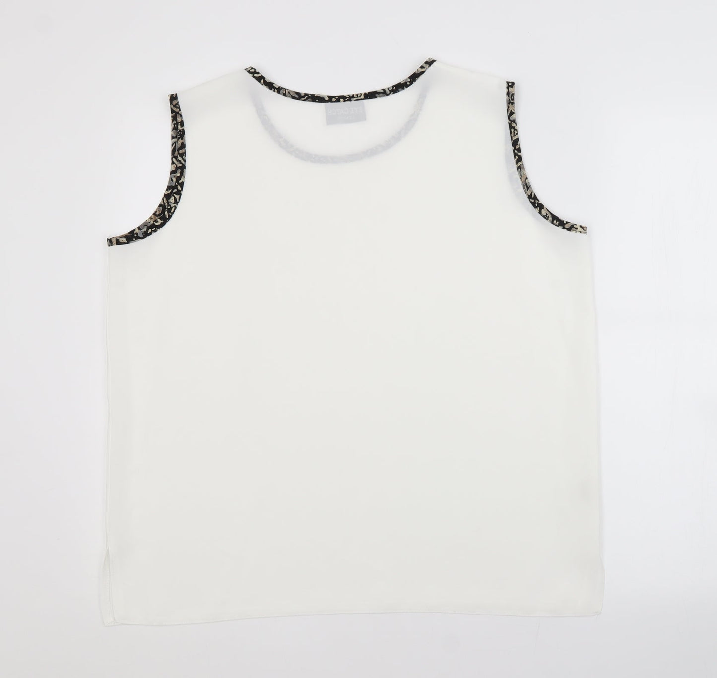 EYE CATCH Womens White  Polyester Basic Blouse Size 16 Scoop Neck