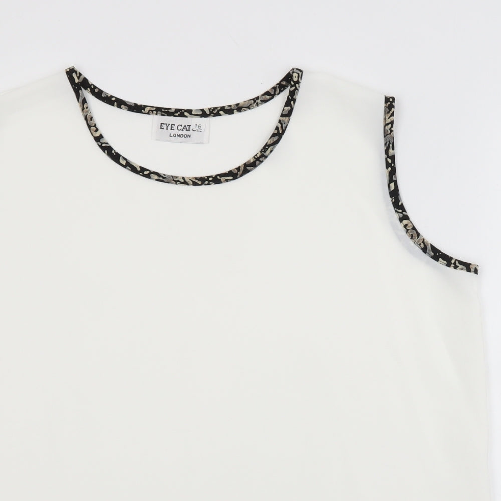 EYE CATCH Womens White  Polyester Basic Blouse Size 16 Scoop Neck