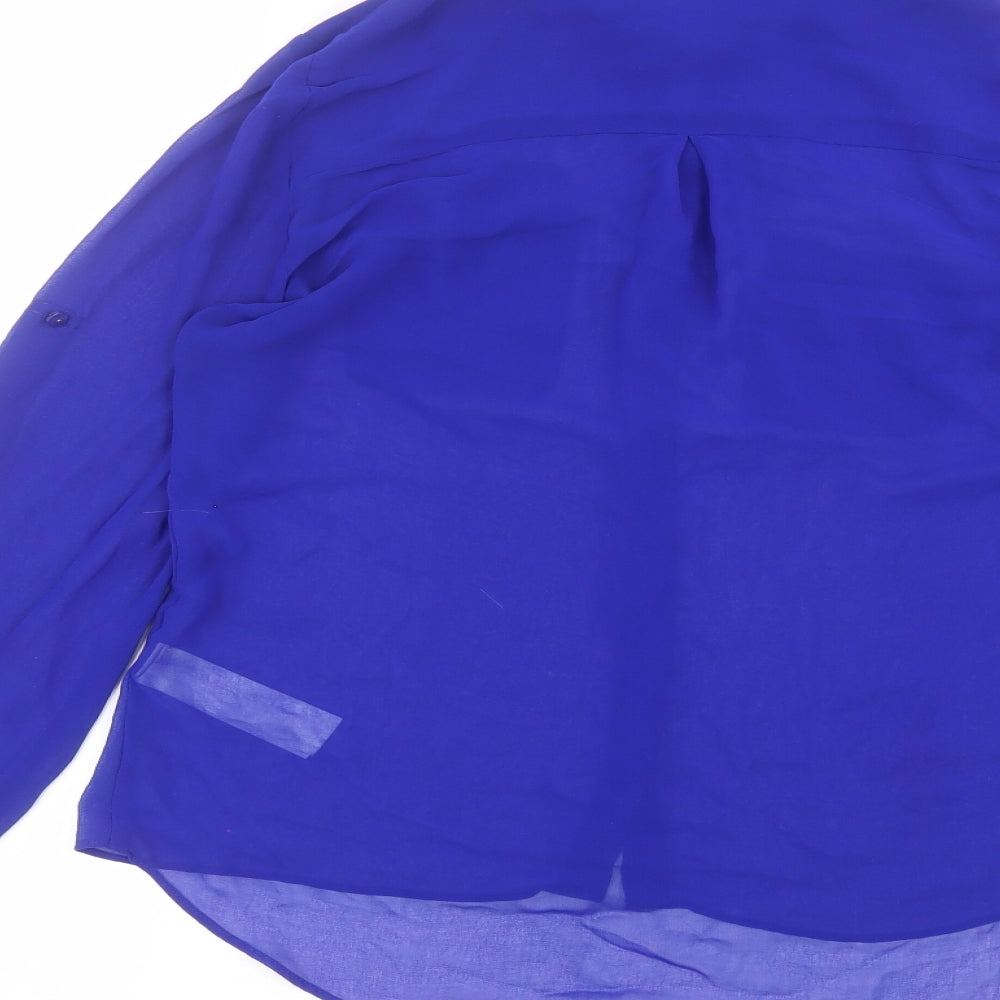 New Look Womens Blue  Polyester Basic Button-Up Size 8 Collared