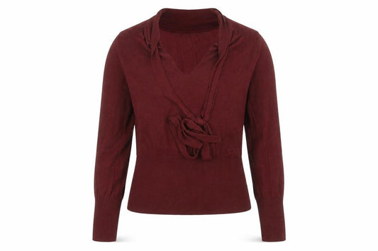 H&M Womens Red  Acrylic Basic Blouse Size M V-Neck