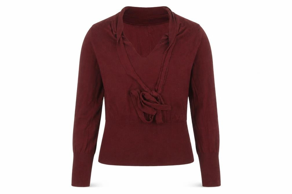 H&M Womens Red  Acrylic Basic Blouse Size M V-Neck