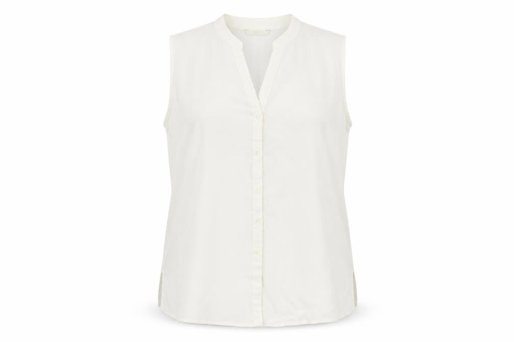 Marks & Spencer Womens White  Viscose Basic Button-Up Size 16 Round Neck