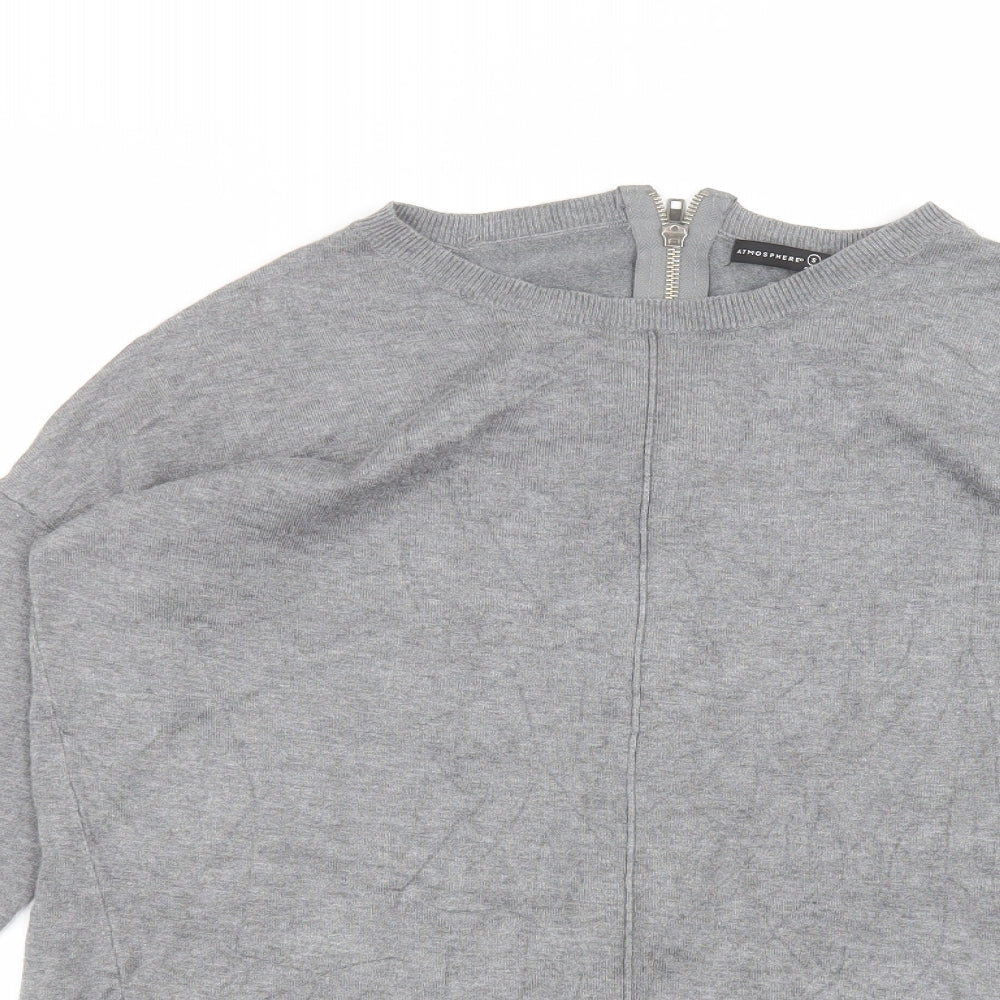 Atmosphere Womens Grey  Cotton Basic T-Shirt Size S Round Neck