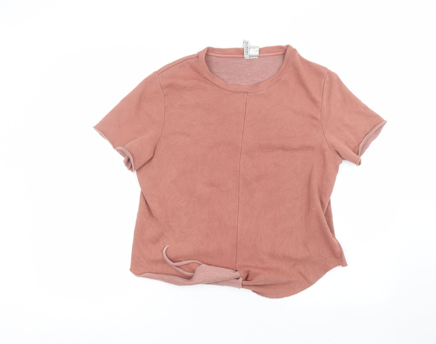 H&M Womens Pink  Cotton Basic T-Shirt Size L Round Neck