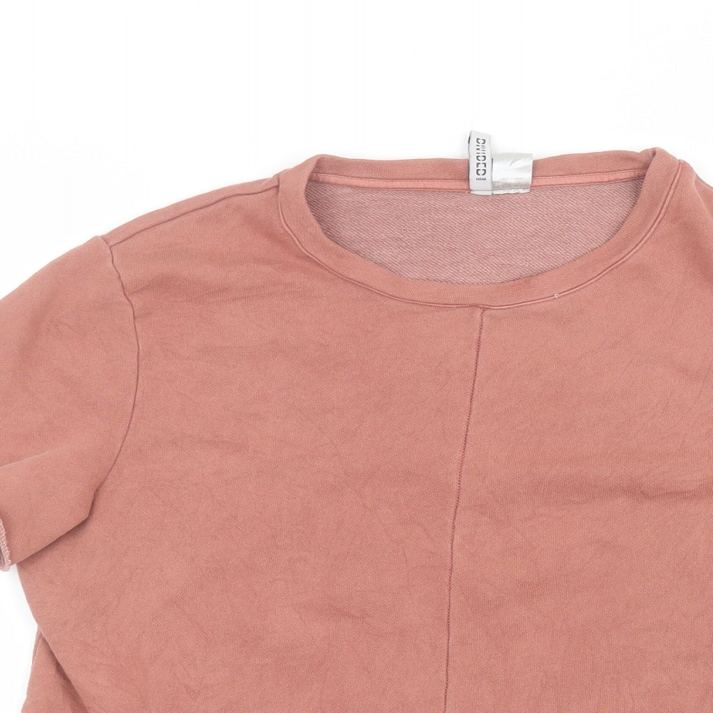 H&M Womens Pink  Cotton Basic T-Shirt Size L Round Neck