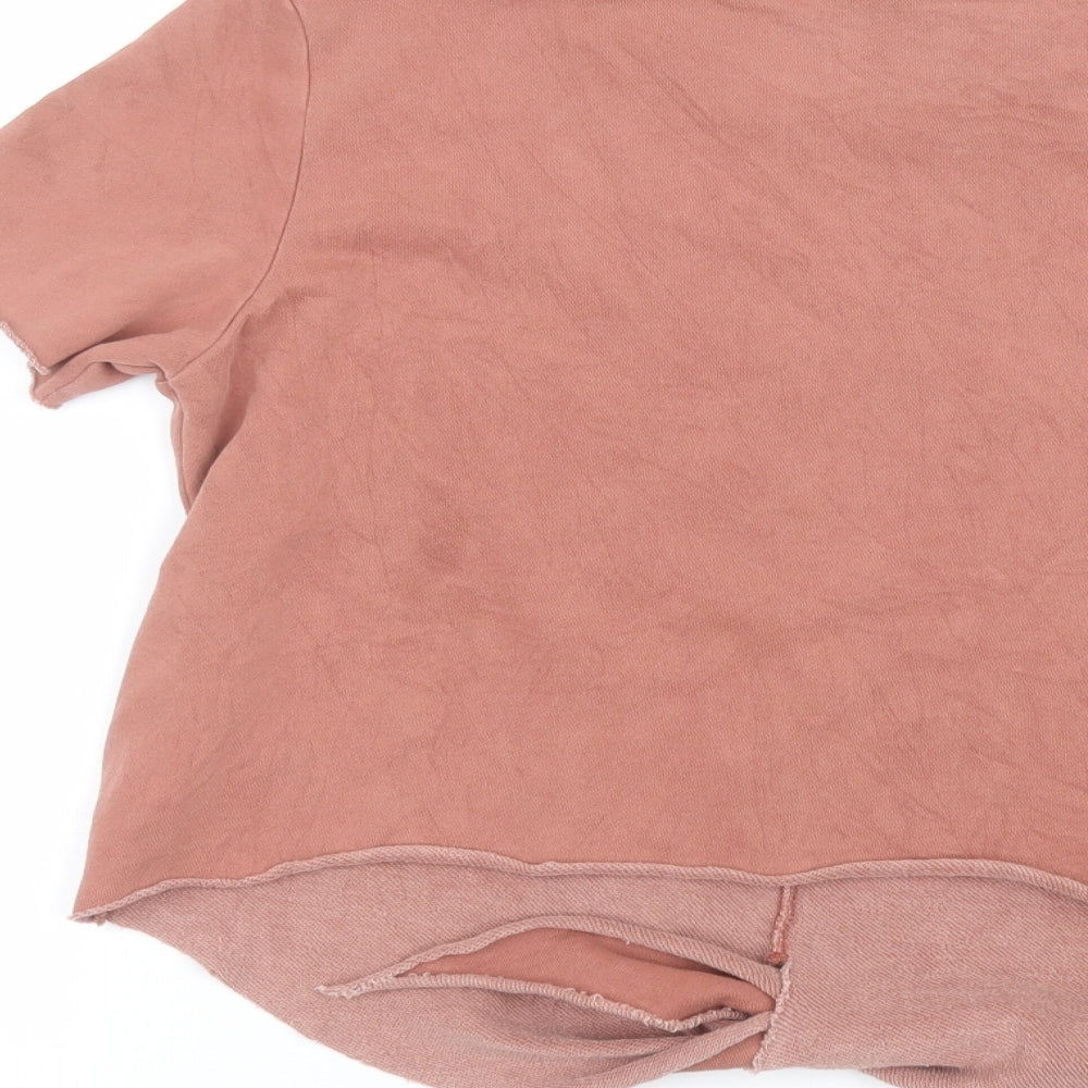 H&M Womens Pink  Cotton Basic T-Shirt Size L Round Neck