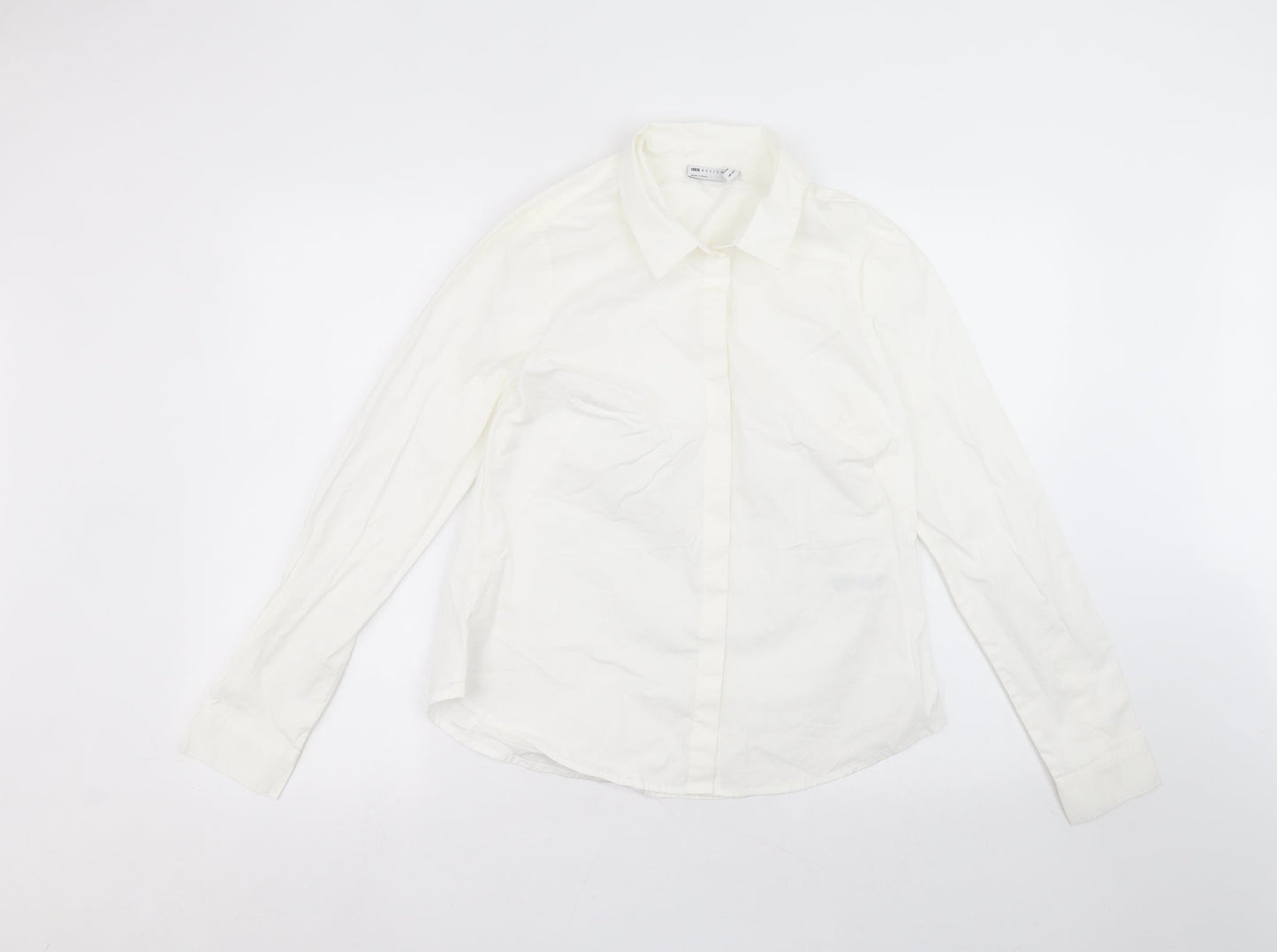 ASOS Womens White  Cotton Basic Button-Up Size 12 Collared