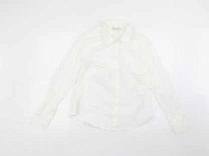 ASOS Womens White  Cotton Basic Button-Up Size 12 Collared
