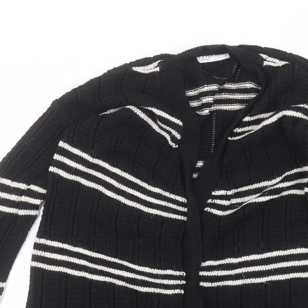 Matalan Womens Black V-Neck Striped Acrylic Cardigan Jumper Size S