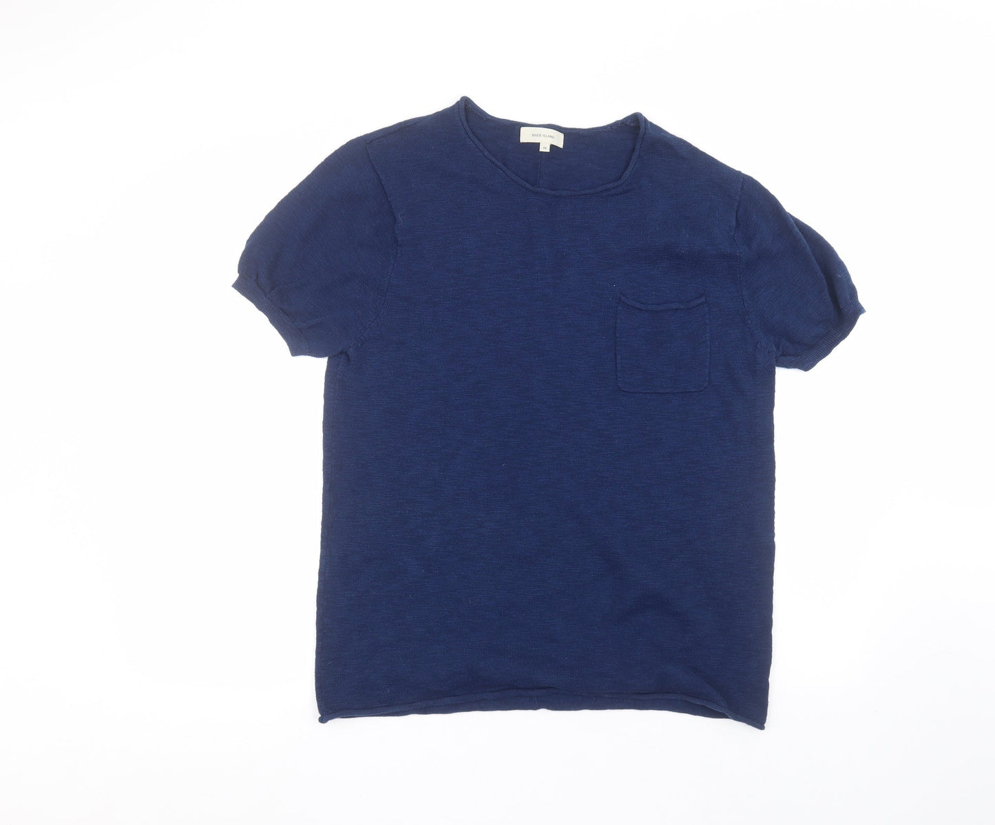 River Island Womens Blue  Cotton Basic T-Shirt Size M Round Neck