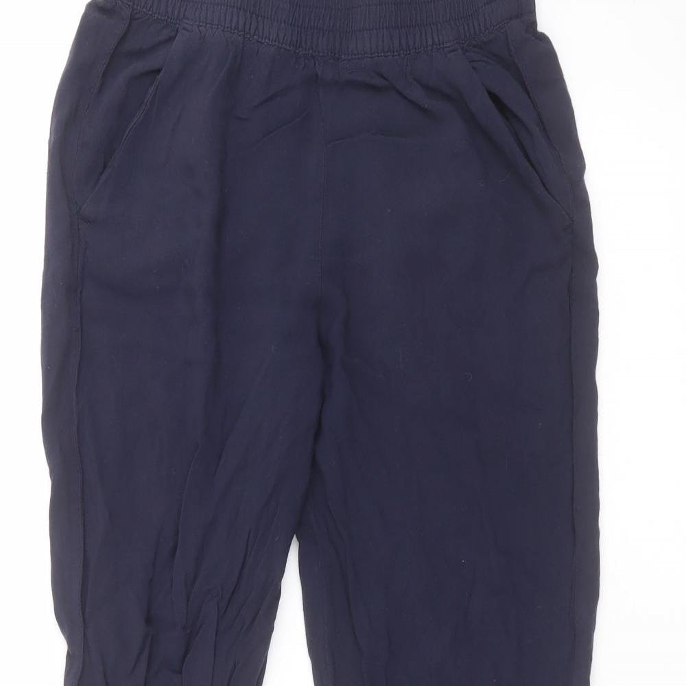 H&M Womens Blue  Viscose Trousers  Size 6 L25 in Regular