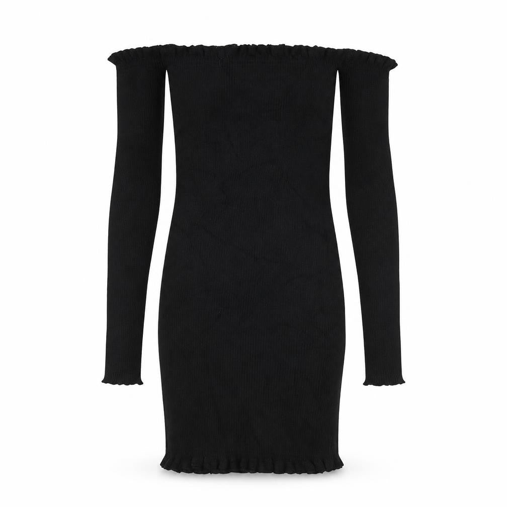 PRETTYLITTLETHING Womens Black Boat Neck  Acrylic Pullover Jumper Size 12