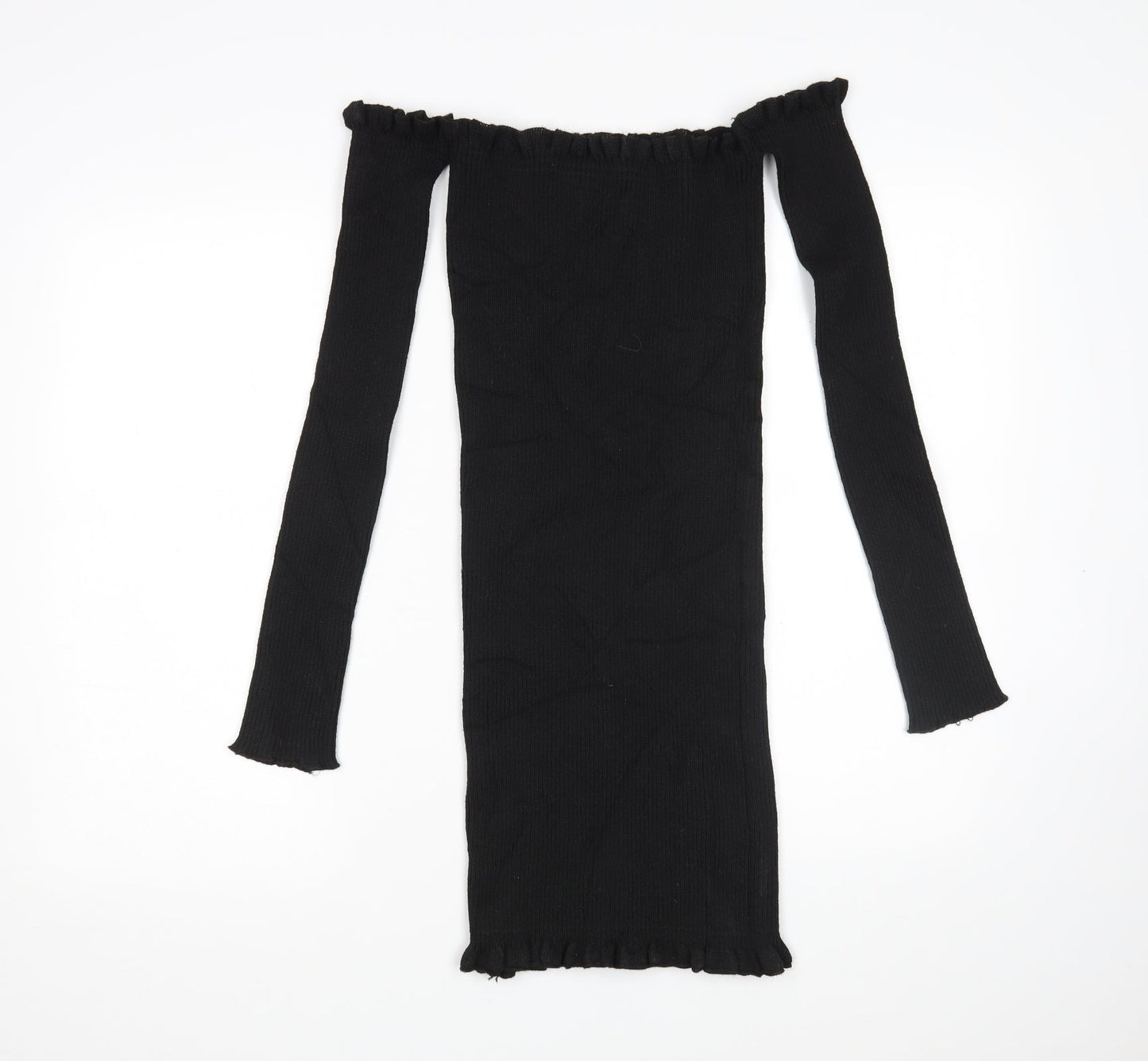 PRETTYLITTLETHING Womens Black Boat Neck  Acrylic Pullover Jumper Size 12