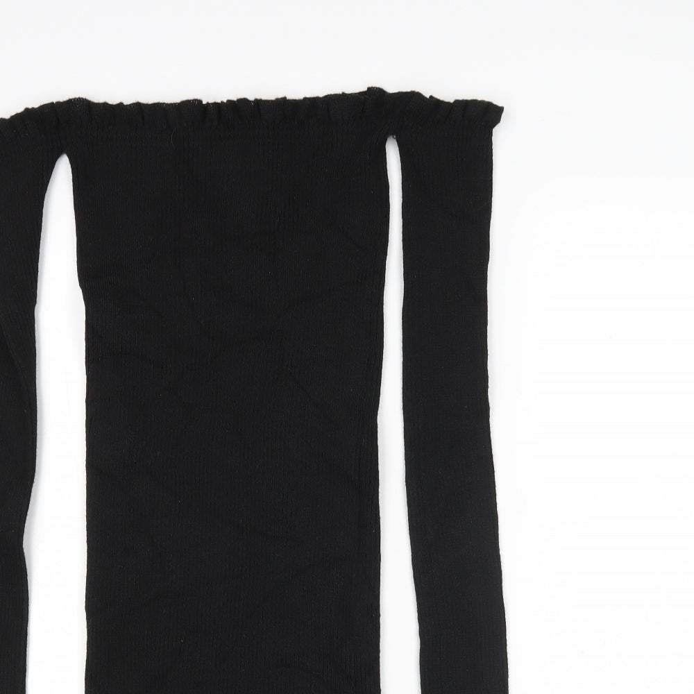 PRETTYLITTLETHING Womens Black Boat Neck  Acrylic Pullover Jumper Size 12